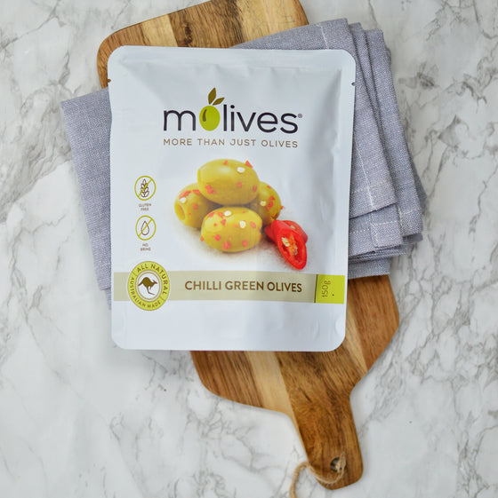 Chilli Marinated Olives 150g, Molives - Molives Australian Gourmet Olives